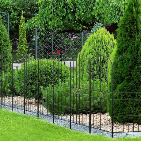 Decorative Garden Fence Fencing 10 Pack, Rustproof Metal Wire Panel Border Animal Barrier for Dog, Flower Edging for Yard Landscape Patio Outdoor Decor, Arched 92Cm*330Cm