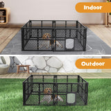 Pet Playpen Folding Dog Plastic Puppy Exercise Enclosure Fence 6 Panels, Dog Play Pen Connectable Fence with Lockable Gate, Universal Portable Pet Exercise Cage Yard for Indoor Outdoor Black