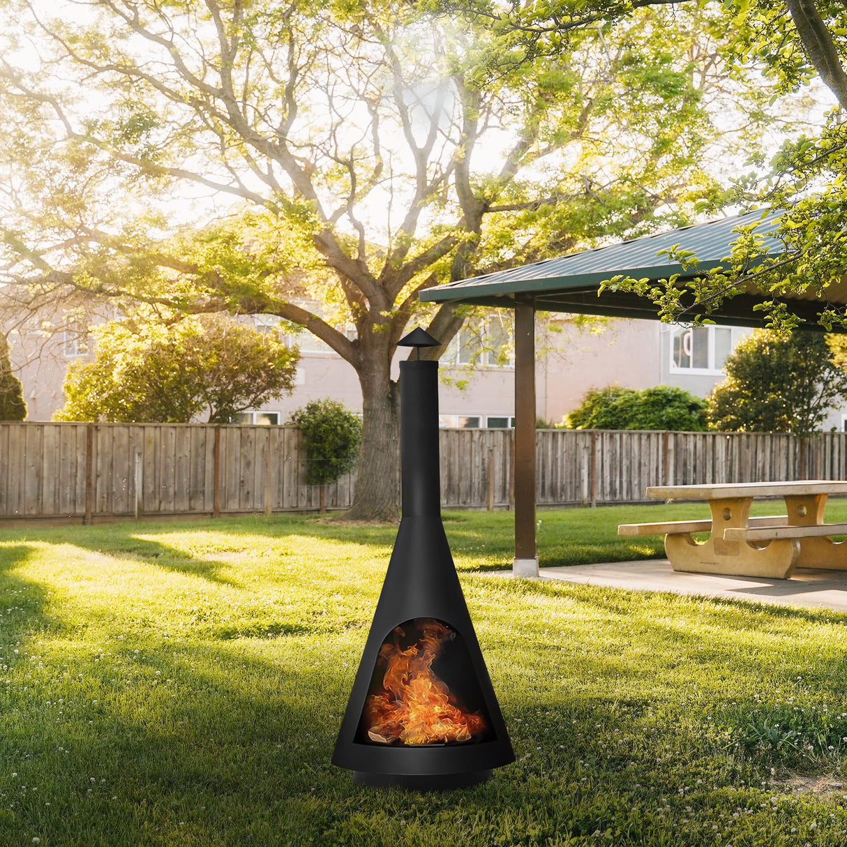 Chimney Fire Pit Patio Heater Outdoor Camping Portable Chiminea Brazier Fireplace 105cm