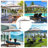 3M Patio Offset Umbrella w/8 Ribs, Cantilever Umbrella w/Cross Base and Crank, Backyard Offset Umbrella, Outdoor Hanging Umbrella for Garden, Poolside and Yard