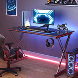 Gaming Desk 32 Inch PC Computer Desk, Home Office Desk Table Gamer Workstation, Simple Game Table, Black