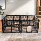 Pet Playpen Folding Dog Plastic Puppy Exercise Enclosure Fence 6 Panels, Dog Play Pen Connectable Fence with Lockable Gate, Universal Portable Pet Exercise Cage Yard for Indoor Outdoor Black