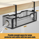 Under Desk Cable Management Tray Black, Cable Management Under Desk No Drill, 15.7Cable Tray with Clamp for Desk Wire Management,Desk Cable Management Box for Office, Home - No Damage to Desk