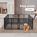 Pet Playpen Folding Dog Plastic Puppy Exercise Enclosure Fence 6 Panels, Dog Play Pen Connectable Fence with Lockable Gate, Universal Portable Pet Exercise Cage Yard for Indoor Outdoor Black