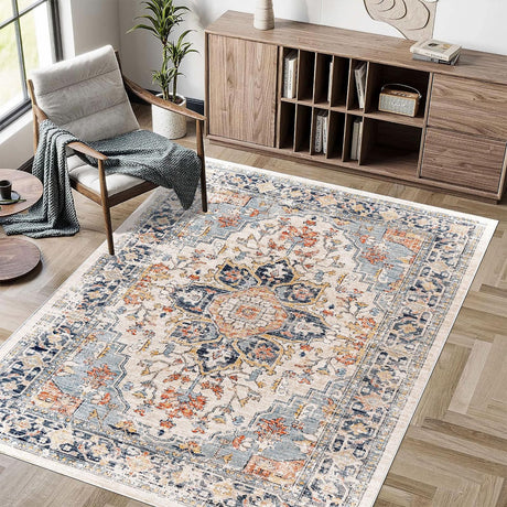 Rug Vintage Carpet - Non-Slip Washable Carpet Large Rug for Living Room/Bedroom/Dining/Office Indoor Floor Mat Foldable Accent Rug Modern Soft Abstract Rugs(Colourful)