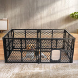 Pet Playpen Folding Dog Plastic Puppy Exercise Enclosure Fence 6 Panels, Dog Play Pen Connectable Fence with Lockable Gate, Universal Portable Pet Exercise Cage Yard for Indoor Outdoor Black