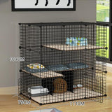 DIY Cat Cage, Detachable Metal Wire Large Kitten Enclosure with Ladder, Indoor Outdoor Kennels Playpen, Crate Large Exercise Place (111x109x75cm)