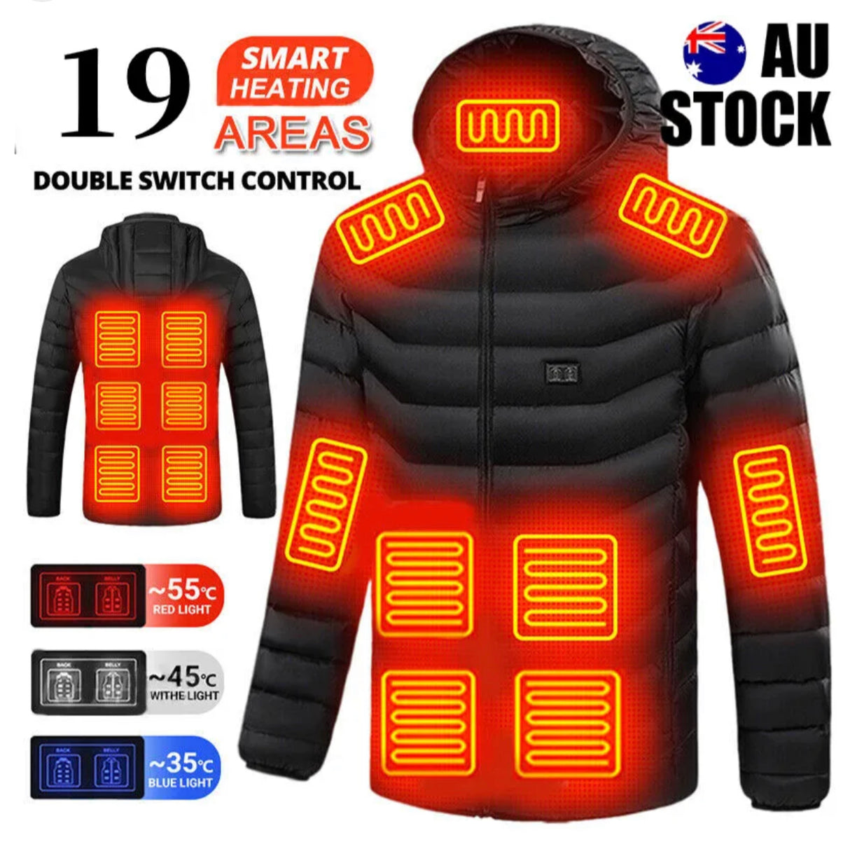 Heated Warm Winter Warm Electric USB Jacket Heating Coat Thermal Men Women