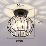 Modern Crystal Ceiling Light Fixture- Industrial Mini Semi Flush Mount Ceiling Lighting LED Crystal Chandeliers Fitting for Kitchen Hallway Dining Rooms Living Room (A-Black)