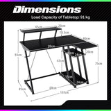 L-Shaped Gaming Desk with Outlets & USB Ports, Small Computer Desk with Monitor Shelf, Headphone Hook, Storage Shelf & Host Stand, Corner Gamer Desk with Carbon Fiber Texture