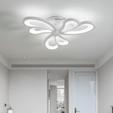 LED Modern Ceiling Lamp, 33W 21.6" Dimmable Remote Control Flower Shape Close to Ceiling Light Fixture, Creative Design Acrylic Ceiling Chandelier for Bedroom Kitchen Hallway Asile, White