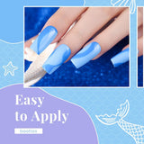 Blue Purple Gel Nail Polish Set - 6 Pcs Aquamarine Mermaid Gel Polish Set, Soak Off UV LED Nail Lamp Cured Base and Top Coat Needed Starter Varnish Salon Design Set