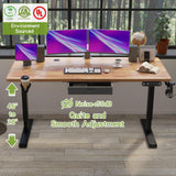 Height Adjustable Electric Standing Desk with Drawer, 63 x 30 Inch (160x76CM) Stand Up Table, Computer Desk Splice Board, Home Office Computer Ergonomic Desk