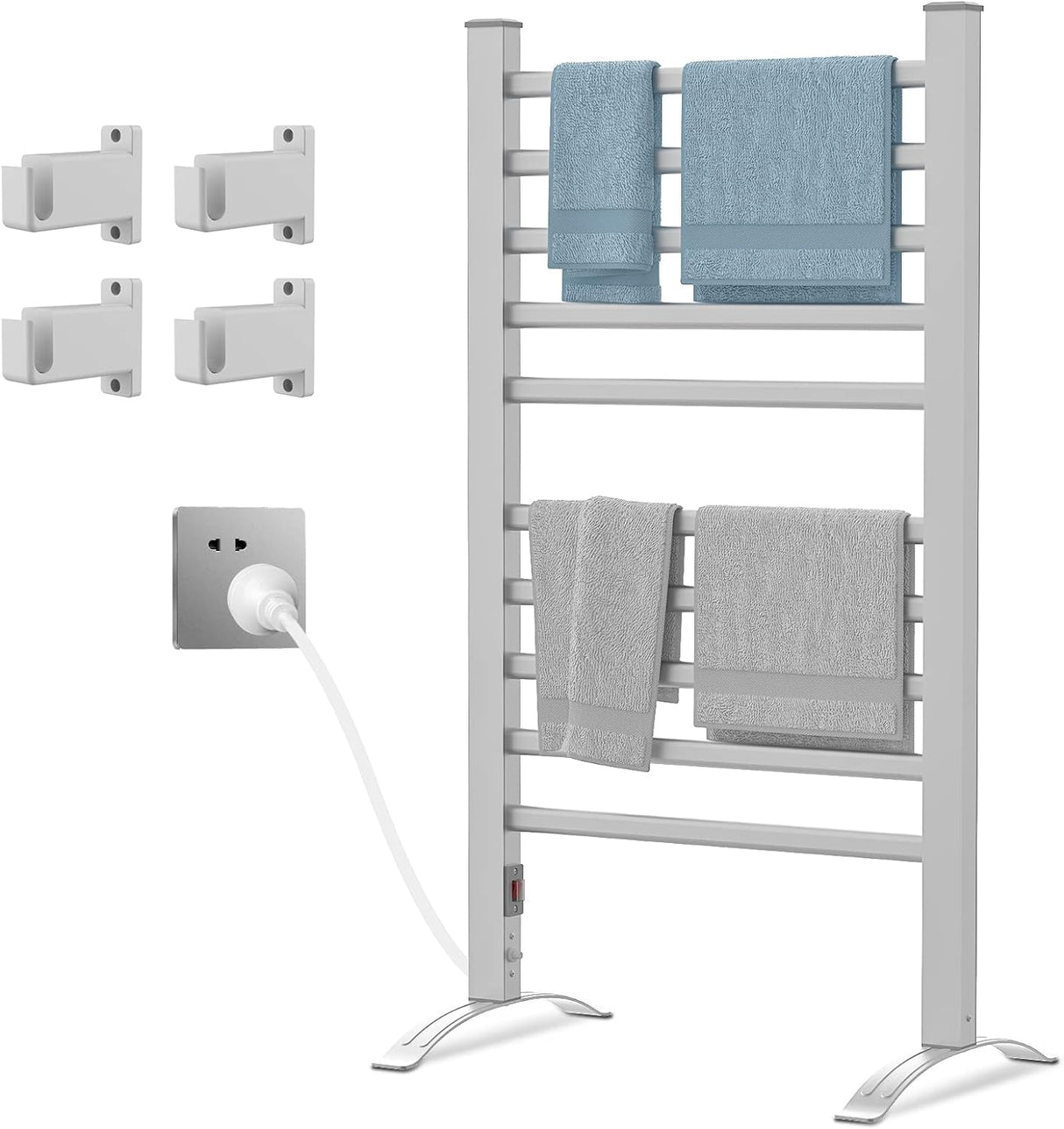 Heated Towel Rail, Electric Towel Warmer Rack, Freestanding Electric Rails Dryer Warmer Ladder Rack, 10-Bar