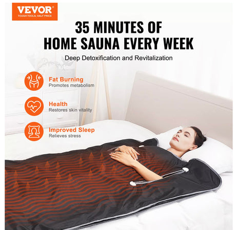 Sauna Blanket Far Infrared Heating with Arm Holes for Detox Oxford 75x35in