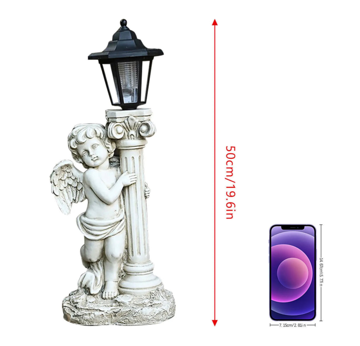 Solar Powered Garden Ornaments angel Statue Roman Pillar Resin Fairy Statue