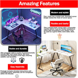 L Shaped Gaming Desk Computer Corner Desk PC Gaming Desk Table with Large Monitor Riser Stand for Ho