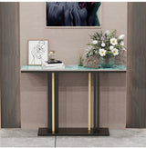 Emerald Green Marble Console Table Long Narrow Couch Table Hallway Display Stand