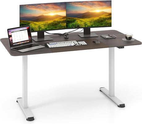 Large Electric Standing Desk, Height Adjustable Sit to Stand Desk, Metal Frame & Powerful Motor, Button Controller, Ergonomic Standing Workstation (Rustic Brown) 140 x 70cm