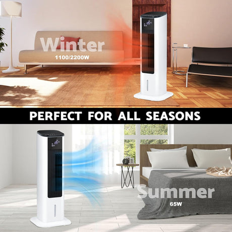 2 in 1 Cooler Fan & Heater, Evaporative Air Cooler with 3.5L Water Tank, 2200W Heating for Bedroom Living Room Office