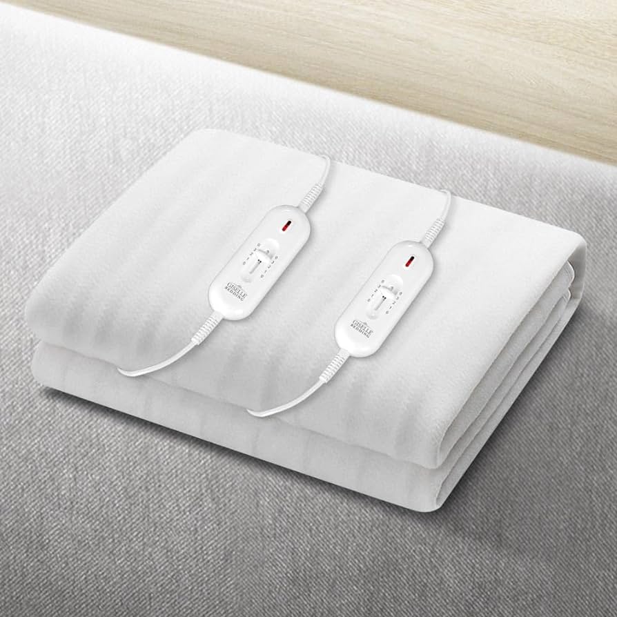 Bedding Electric Blanket, Queen Heated Blankets Heating Pad Throw Rug Underlay Fleece Wool Winter Washable for Bed, Fully Fitted 3 Temperature Levels Dual Remote Controllers White