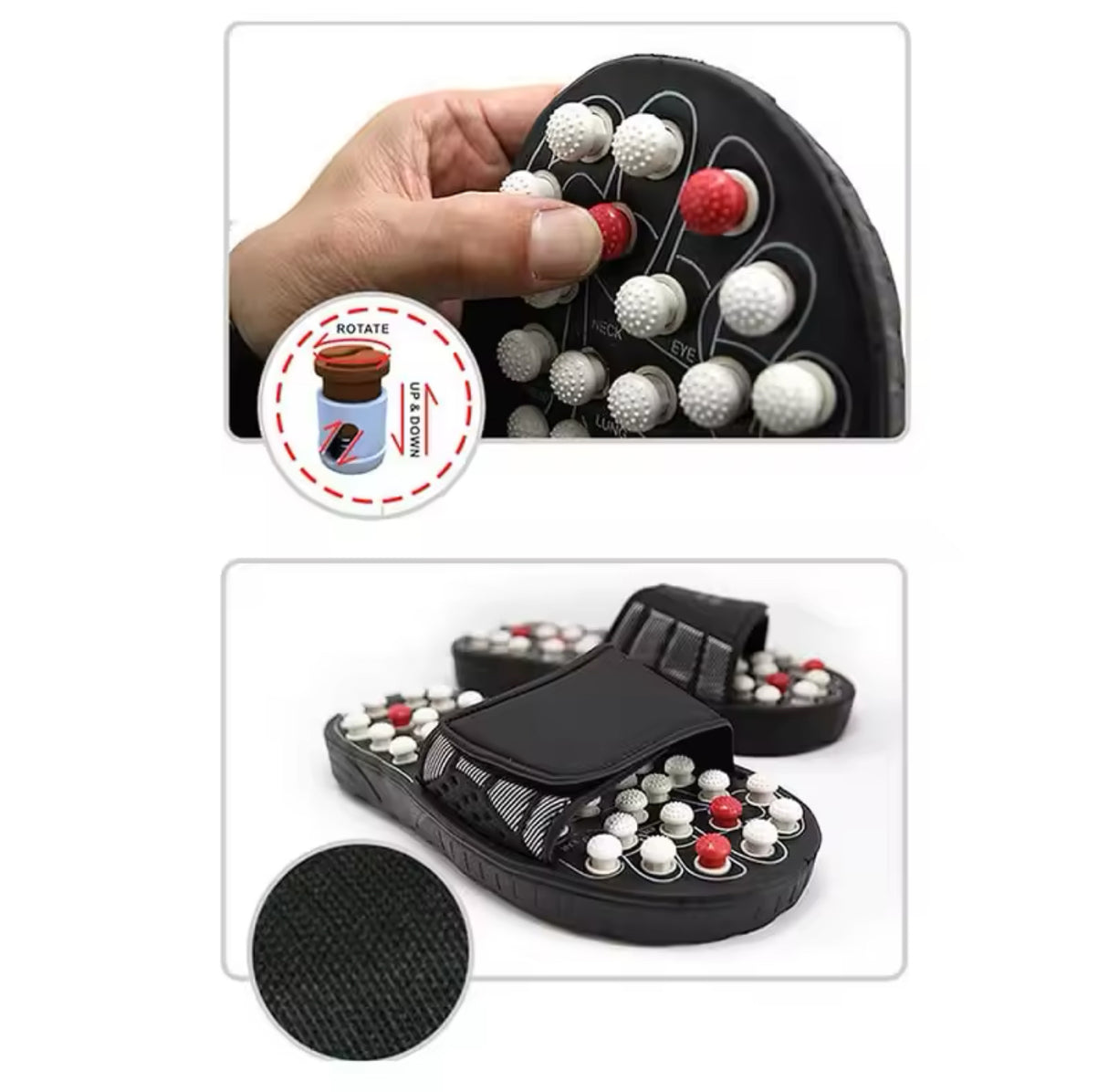 Acupressure Foot Massager Plantar Fasciitis Relief Acupoint Reflexology Stimulation Massage Sandals Slippers Shoes