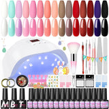 Gel Nail Polish Kit 15 PCS Gel Nail Polishes 36W LED U V Nail Lamp for Nails Soak off Base Coat Top Coat Glossy Matte Top Gel Polish and Nail Manicure Tools Nail Decoration DIY Starter Kit