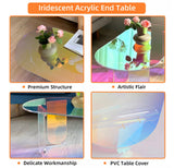 Acrylic Coffee Table Iridescent Oval Side End Table Living Room Office Reception