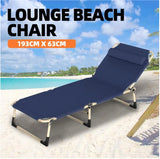 Folding Camping Lounger, Convertible Lounge-Recliner, 4 Position Adjustable Bed, Steel Tube Frame, 600D Oxford Fabric, Removable Pillow, Support Up to 300 Pounds