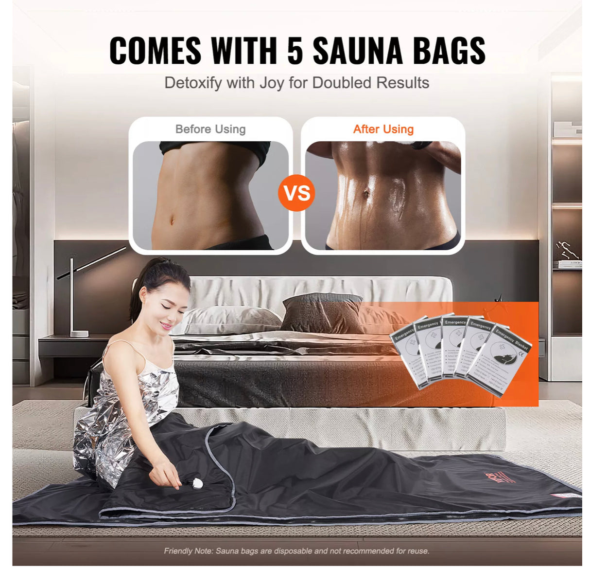 Sauna Blanket Far Infrared Heating with Arm Holes for Detox Oxford 75x35in