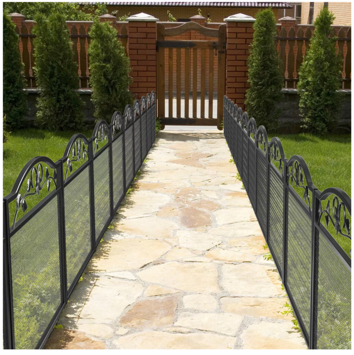 5 Panel Garden Fence Gate Expandable Barrier Rustproof Metal Pet Indoor Outdoor