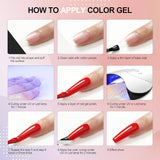 Gel Polish Gel Nail Polish Kit with Nail Lamp 10 Pcs Nail Gel Polishes Soak off Gel Base Coat Top Coat Pink Nude Purple Gel Polish Set Basic Tools and Decoration for Manicure Nail DIY Design