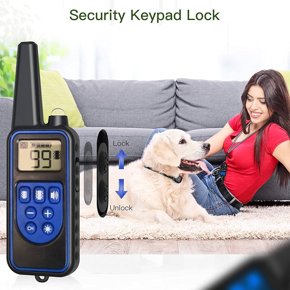 Dog Training Collar with 2600Ft Remote, Electronic Dog Collar with Beep, Vibration, Strong vibration, Light and Keypad Lock Mode, Waterproof Electric Dog Collar Set for Small Medium Large Dogs