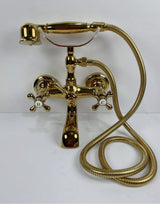 Gold Bathtub Faucet Brass Telephone Shower Set With Handheld Shower Head AU