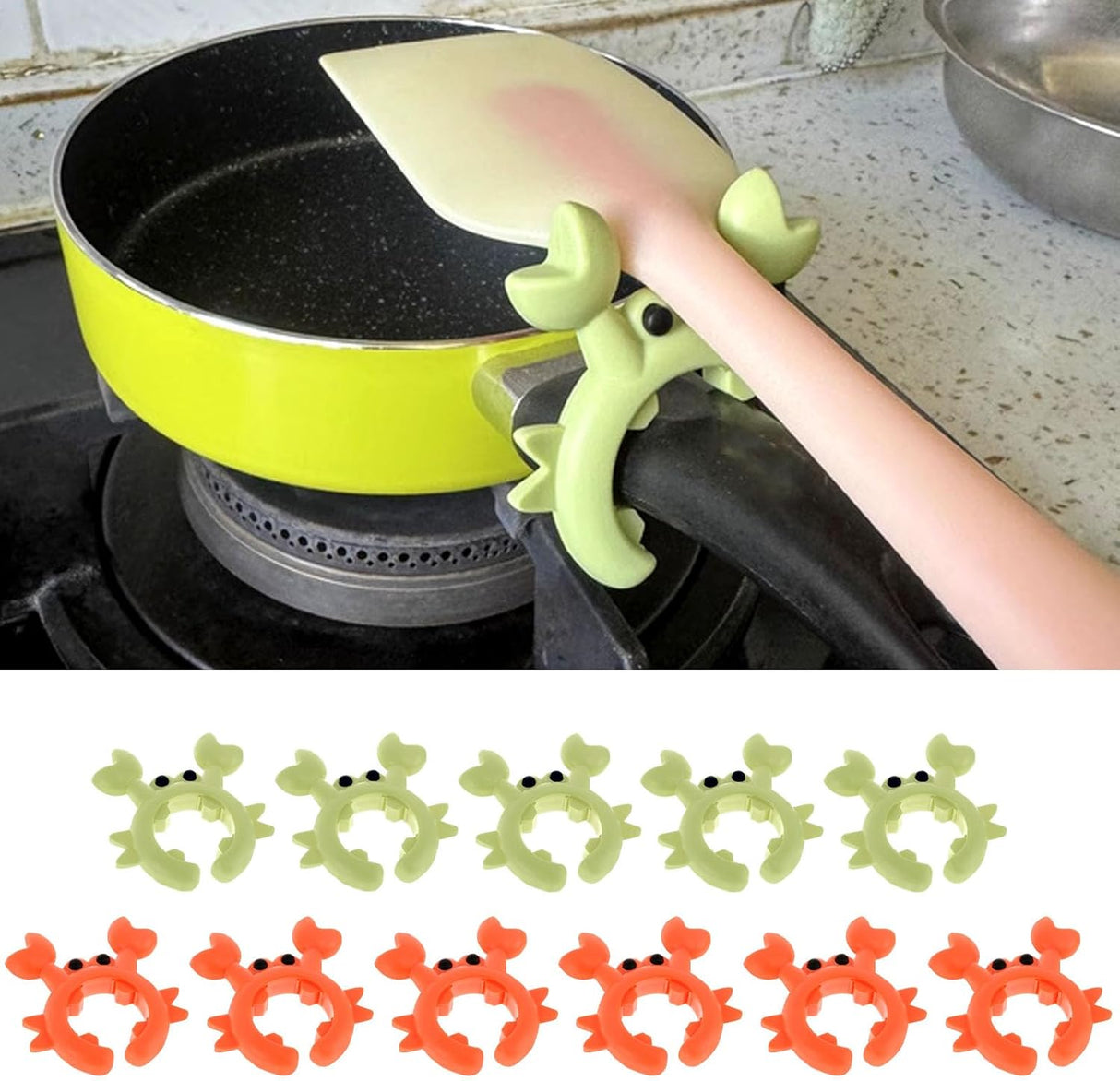 12 Pcs Crab Spatula Rack, Silicone Crab Spatula Rest, Multifunctional Crab Spatula Holder, Heat Resistant Utensil Holder, Creative Spoon Holder, Cute Steam Releaser for Stove Top Kitchen