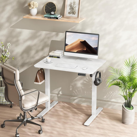 Electric Height Adjustable Standing Desk 80x60cm (31"x23.6"), Sit Stand Desk with Splicing Top for Home Office