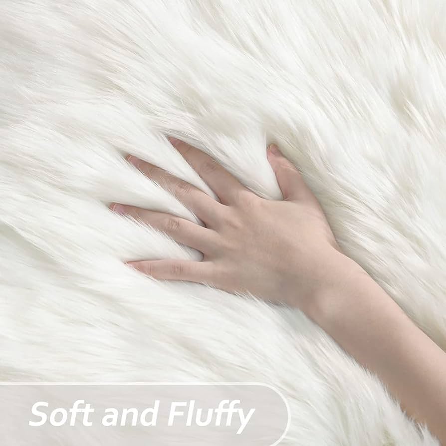 Soft Faux Sheepskin Fur Rug Fluffy Area Rug Floor Mat Luxury Carpets Chair Cover Seat Pad Shaggy Rug for Bedroom Sofa Living Room (2x5 Ft Sheepskin)