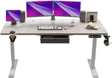 Height Adjustable Electric Standing Desk with Drawer, 63 x 30 Inch (160x76CM) Stand Up Table, Computer Desk Splice Board, Home Office Computer Ergonomic Desk