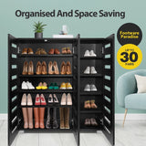 4 Tier Wooden Shoe Storage Cabinet Shoe Rack Shelf Organiser for 30 Pairs Shoes Black