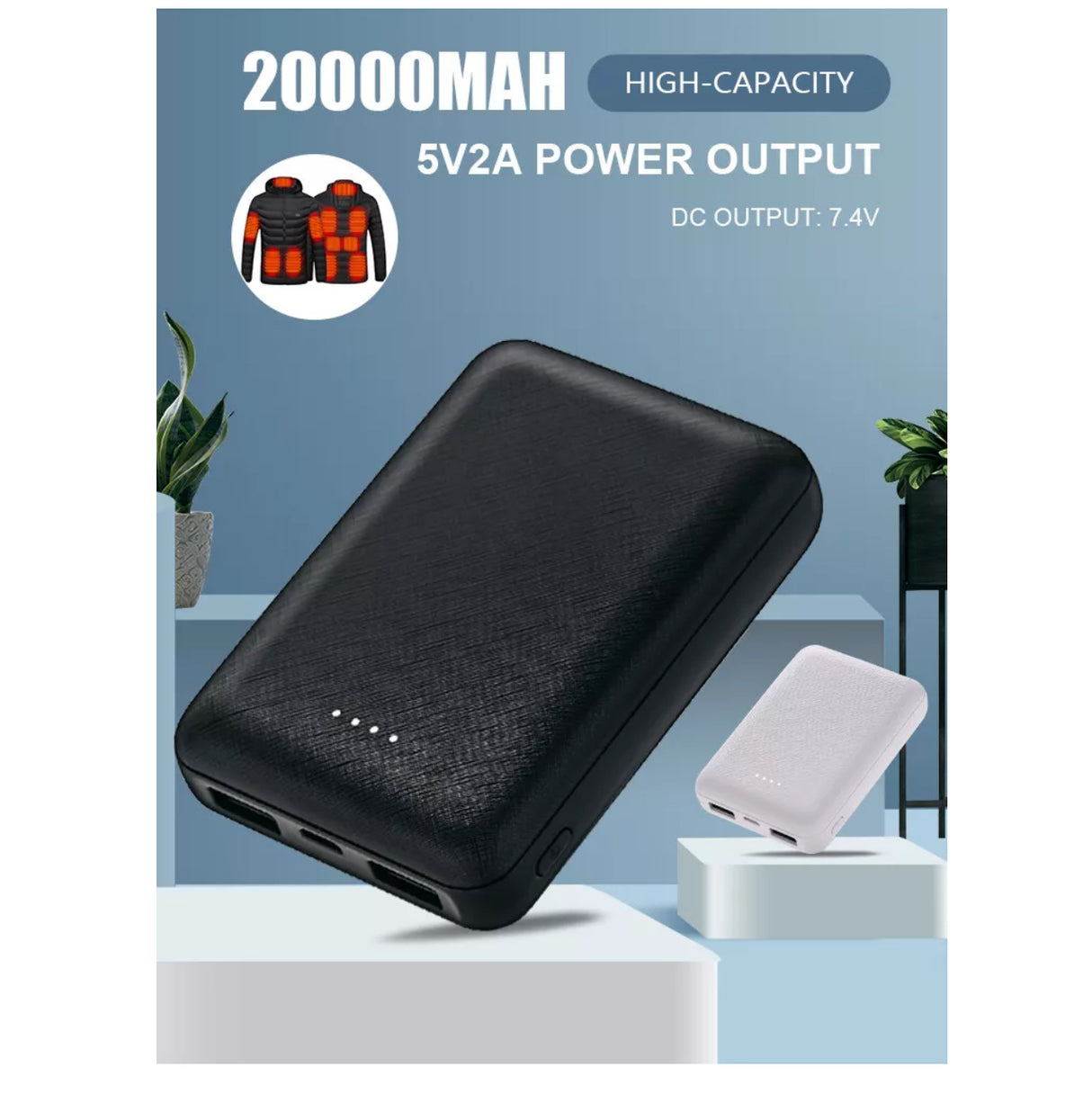 20000mAh Power Bank Battery Backup for Heated Vest Heat Jacket Gloves Chargeing