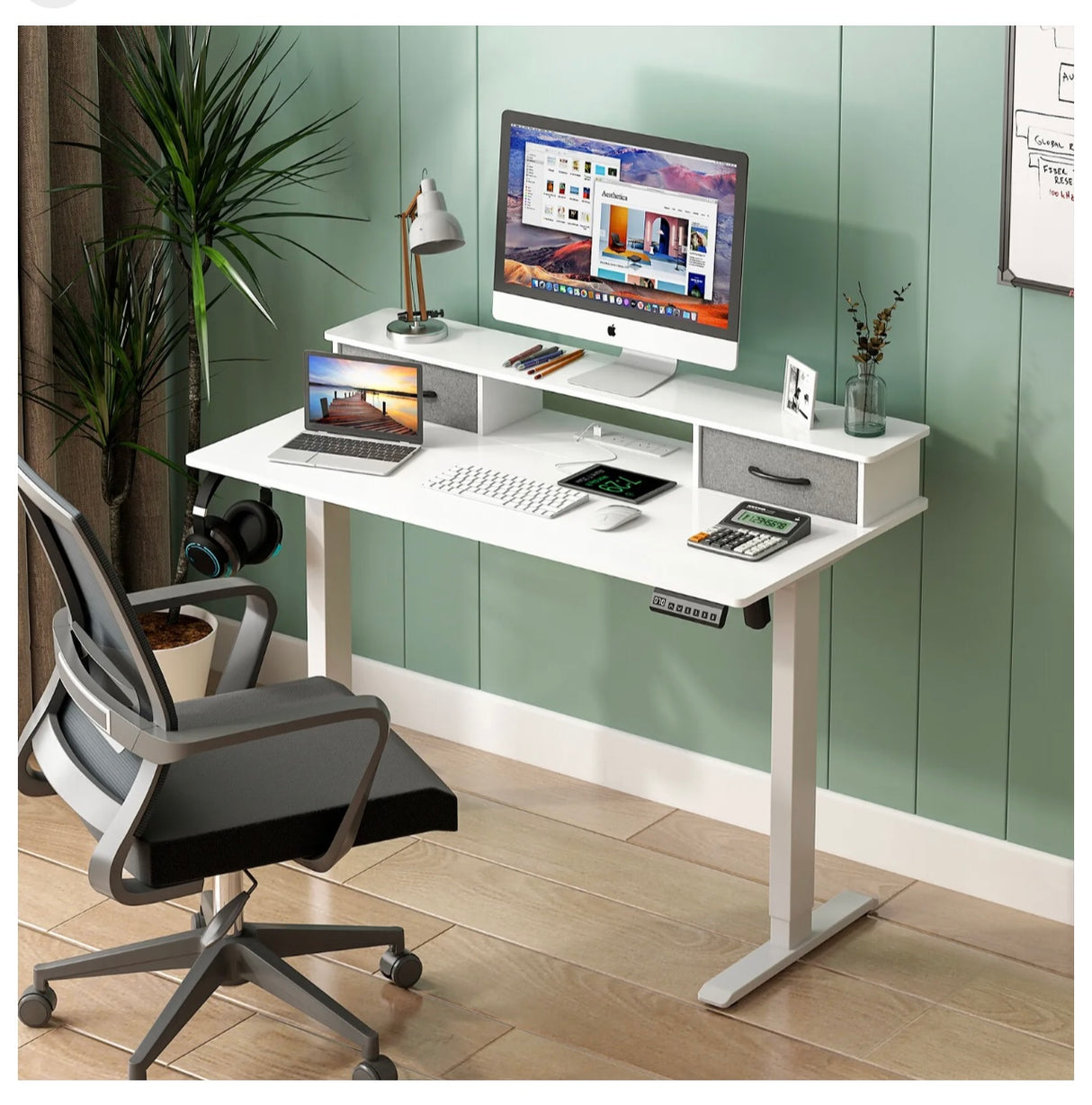 Electric Standing Desk Adjustable Height Sit Stand Table 120cm White