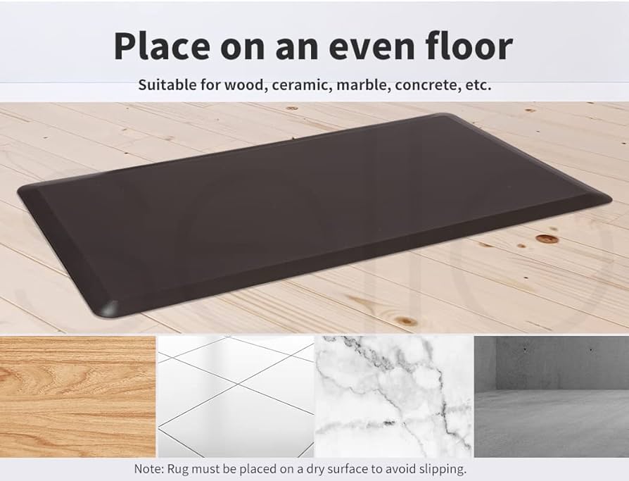 Anti Fatigue Mat Standing Desk Rug - Comfort Foam Cushioned Mat - Non-Slip and Waterproof for Standing Desk, Kitchen, Home Office or Any Floor (51cm x 99cm, Brown)