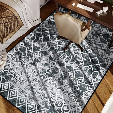 Rugs Modern Non-Slip Soft Area Rugs for Living Room/Bedroom/Dining Room Carpet Floor Mat Home Decorative(Black/Grey)