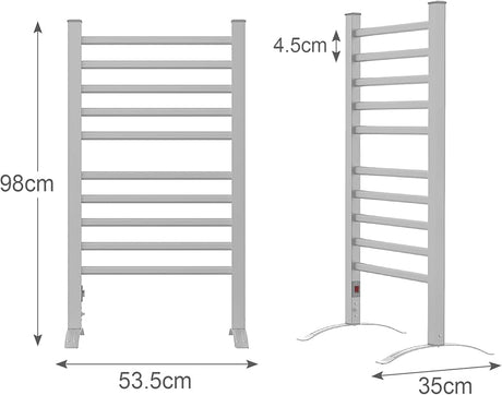 Heated Towel Rail, Electric Towel Warmer Rack, Freestanding Electric Rails Dryer Warmer Ladder Rack, 10-Bar