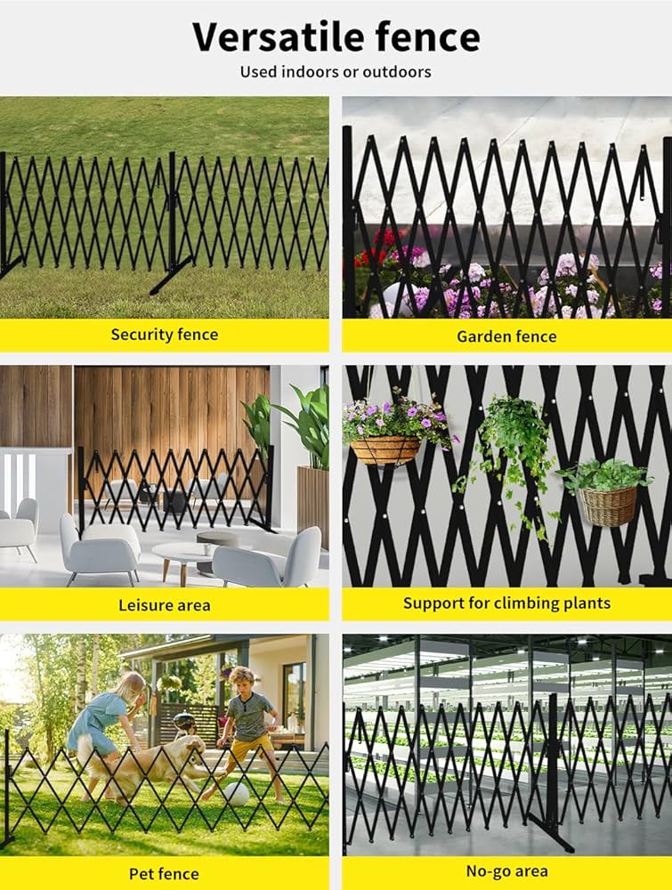 Expandable Fence Gate Garden Security Gates Metal Retractable Indoor Outdoor Safety Barrier Traffic White