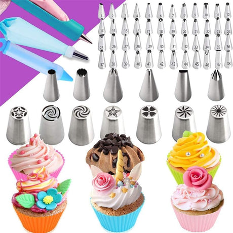 Cake Decorating Tools Supplies Kit, 492 PCS Cake Decorating Kit 3 Packs Springform Cake Pans, Cake Rotating Turntable, 48 Piping Icing Tips, 7 Russian Nozzles, Baking Supplies, Cupcake Decorating Kit