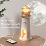 Moon Projection Light Lighthouse Motion Sensor Nightlights Remote Control Fake Candle Lamp Room Decoration Entryway Decor Lights