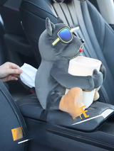 Car Mounted Tissue Box 2-in-1 Cartoon Plush Doll Auto Armrest Box Hanging Paper Drawer Storage Car Trash Can And Tissue Holder