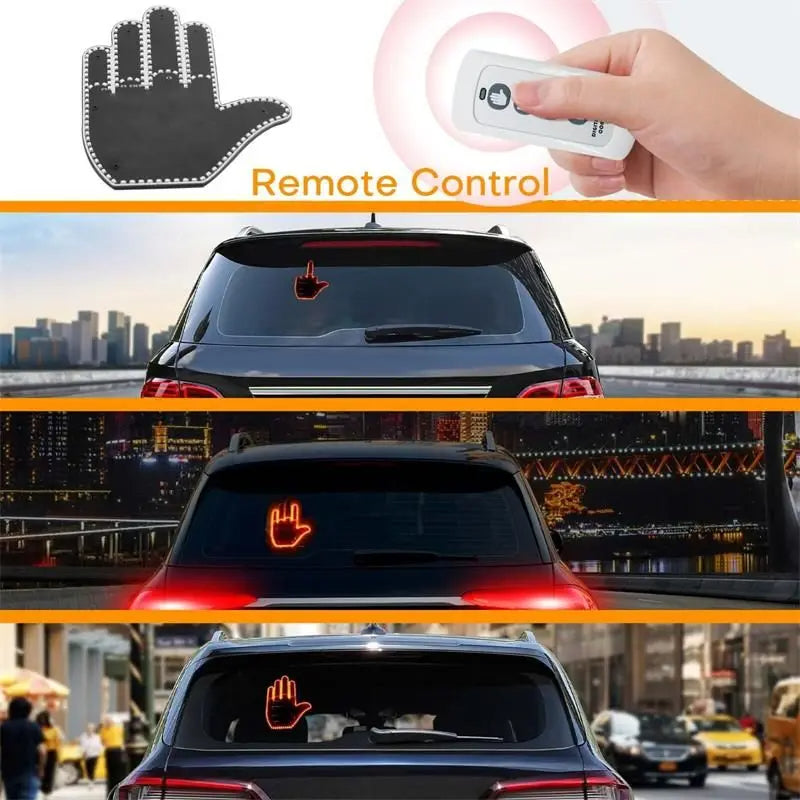 Middle Finger Gesture Light with Remote Funny Finger Car Light Road Rage Signs Hand Lamp Sticker Glow Panel For car Window