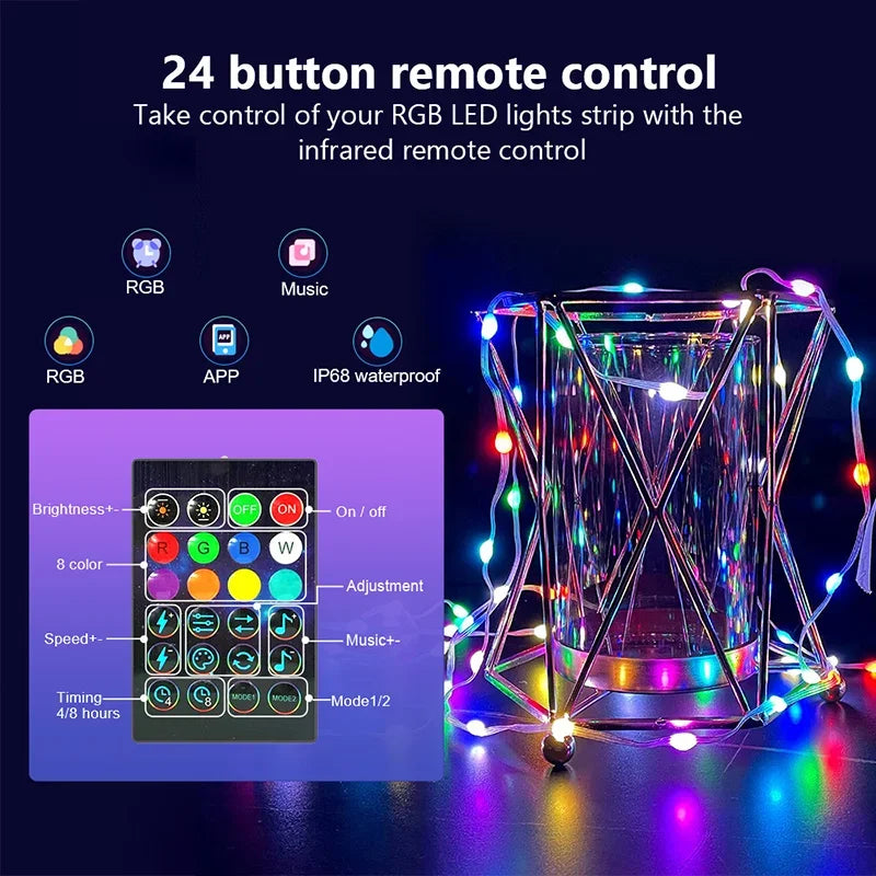 Smart RGB Led Strip Fairy Christmas Lights Bluetooth Lights Garland Light Waterproof For Party Curtain Room